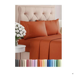 King Size 4 Piece Sheet Set  Comfy Breathable & Cooling Bed Sheets Set  Hotel Luxury Bedding for Women, Men, Kids & Teens  Deep Pockets, EasyFit, Super Soft & Wrinkle Free  OekoTex  Terracotta