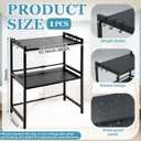 Geetery Expandable 2 Tier Mini Fridge Stand with Storage for Dorm Microwave Stand Over Mini Fridge Storage Shelf 15"-26" Kitchen Countertop Organizer with 6 Hooks College Rooms Kitchen, 30.71 inches