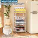 4-Tier Small Kitchen Storage Cart on Wheels with Pull-Out Drawers, Rolling Pantry and Snack Organizer Cart with Wood Top, Kitchen Floor Fruit Basket Stand for Fruit Potato Onion Veggie Snack (White)