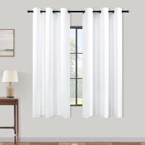 KOUFALL White Room Darkening Curtains 48 Inch Long,Blackout Short Window Curtains 48 Inch Length for Bedroom Bathroom 2 Panels Set