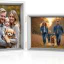 Double Picture Frame 5x7 Vertical and Horizontal Hinged Picture Frames stand on Desktop Folding Photo Frame for Tabletop Display(Grey,5x7-7x5)