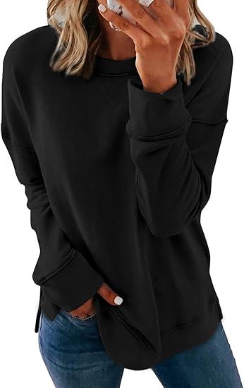 Women's Casual Crew Neck Sweatshirt Loose Soft Long Sleeve Pullover Tops Medium