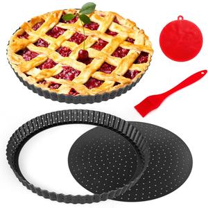 Gutsdoor Pie, Tart & Quiche Pan with Removable Bottom Nonstick Round Quiche Baking Dish Pie Pans for Baking Kitchen (11 Inch)