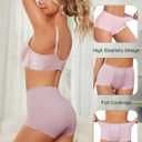 4Pack Women's High Waisted Underwear Moderate Tummy Control Shapewear Panties Stretch Lace Briefs for Women