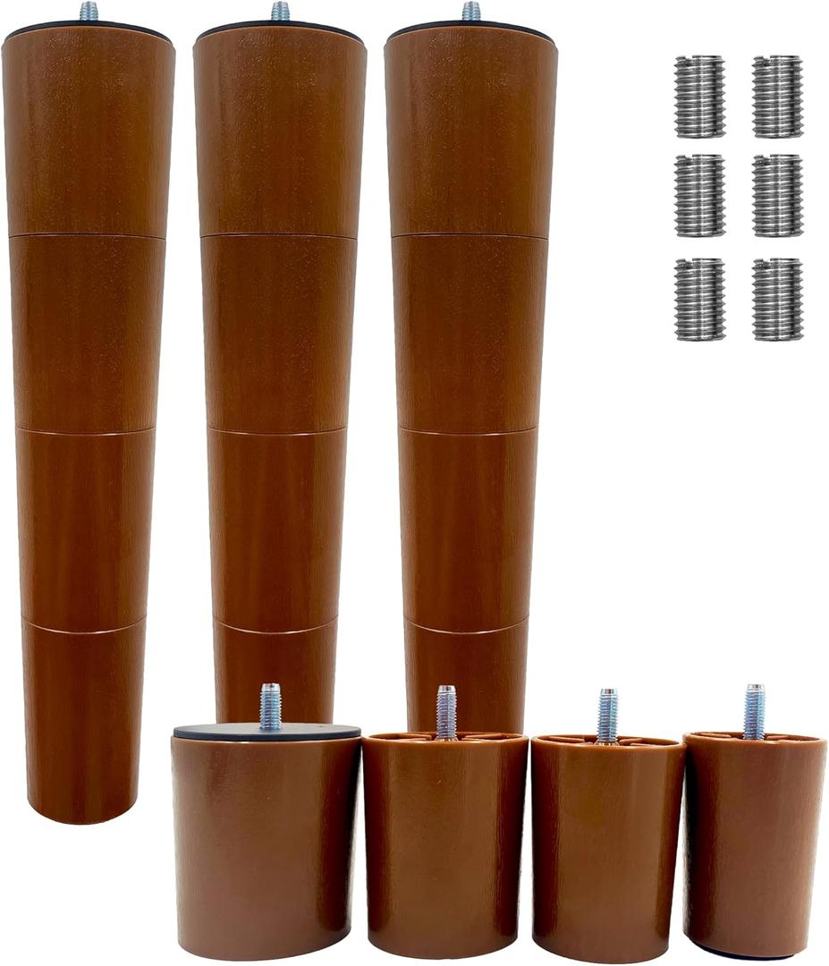 12 Inch 4 Pcs Coffee Adjustable Bed Base Frame Support Legs Compatible with M8 M10 Threading Sofa Furniture Foot Replacement