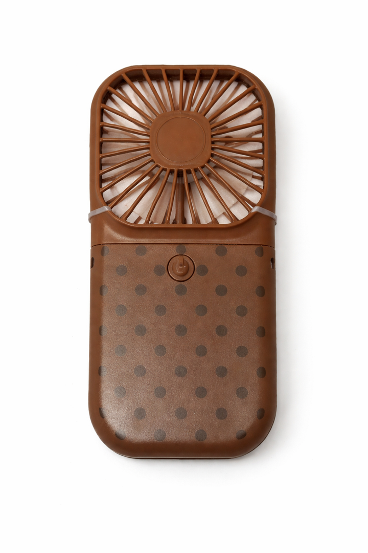 Portable Neck Fan Mini Quiet Handheld Personal Foldable USB Rechargeable Fan Operated for Home Office Outdoor Travel, Hands Free Necklace Fans, Brown Set of 2