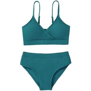 Adarl Girl's 2 Piece Swimsuit Solid Spaghetti Strap Bikini Sets Beach Bathing Suit Swimwear for Teen Girls, Size 15-16 Y