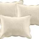 Madison Park Daybed Cover Set Damask Quilted Cover for Daybeds, All Season, Pre-washed Cotton-Filled Coastal Bedding with Scallop Edge, Shams, Bedskirt, Dcor Pillows, Tuscany, Cream, 39"x75", 6 Piece, 75"x39"