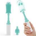 ZTX Push-to-Foam Silicone Bottle Brush Set - One-Press Rich Foam for Baby Bottles, Breast Pump Parts & Nipples - with Detachable Nipple Brush & Portable Travel Storage Bag, Blue