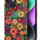 Case for iPhone 14 Plus,Colorful Red Flowers 2 in 1 Hard Shell + Silicone,Shockproof Bumper Drop Protective Compatible with iPhone 14 Plus