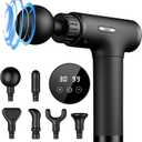 Massage Gun, Massage Gun Deep Tissue, Handheld Back Massager for Athletes, Percussion Muscle Massager with 6 Attachments & 30 Speed, Father's Day Gifts, Black