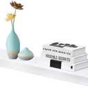 WELLAND 36 inch White Mission Floating Shelves for Wall, Bathroom Wall Mount Shelves, Wood Modern Display Shelves, Book Shelves,for Bedroom,Living Room and Kitchen (35 1/2" x 9 1/4" x 2")