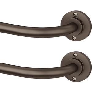 Hei!Dear 2 Pack Bronze Blackout Curtain Rod, Modern Adjustable 5/8 Inch Wrap Around Window Rod for 28-48 Inch Windows Sleek Curved Design, Heavy Duty Decorative Curtain Rods for Bedroom or Living Room