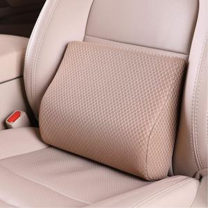 Memory Foam Lumbar Support Pillow for Car - Mid/Lower Back Support Cushion for Car Seat (Beige) (Beige-s)
