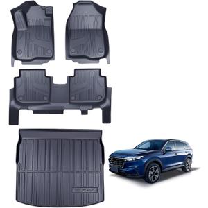 TPE Floor Mats & Cargo Liner for 2023-2026 Honda CRV (Include Hybrid) All-Weather Protection | Full Coverage | Odorless Car Mats & Trunk Tray (Upper Position) Custom Fit Set Accessories - Black