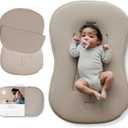 snuggle me Baby Lounger Curve (0-6 Months) - Premium Organic Cotton with Foam Core, Machine-Washable Cover, Buttery-Soft & Breathable CSPC Compliant Infant Lounger Baby Nest with Travel Bag - Birch
