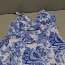 Blooming Jelly Women's High Waisted Bikini Sets Tummy Control Swim Skirt Womens Tankini Swimsuits(Blue Floral,Large)