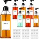 Nuogo 6 Pcs Coffee Syrup Dispenser Bottles Set 750ml, 500ml, 300ml, 150ml PET Black Syrup Bottles with Pump Dispenser 27 Labels for Coffee Bar Kitchen Accessories Portable Travel (11.8 oz, Prismatic)