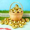 JOYIN 36Pcs Gold Easter Eggs, 2.3" Metallic Plastic Empty Eggs Fillable for Easter Hunt Supplies, Basket Stuffers, Toys Filling Treats, Party Favor