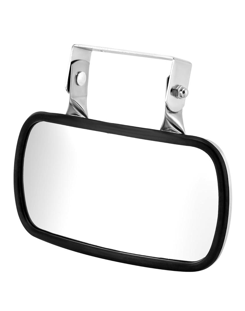 QWORK Stainless Steel Convex Mirror, Over Door Rectangular U-Bracket Rearview Mirror for Tractors, Forklifts, Trucks (1 Pack)