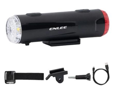Enlee Bicycle Light Set - Front and Rear LED Headlight with 5 Modes, IP66 Waterproof, Mounting Bracket for Night Safety Riding