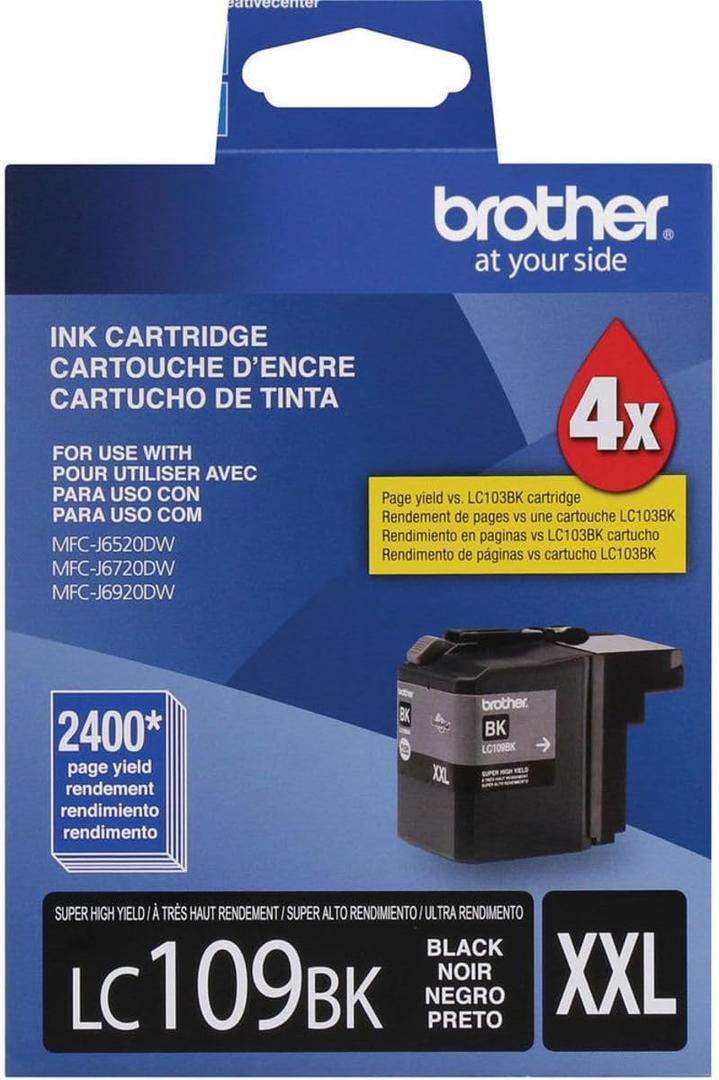 Brother LC109 Innobella Super High-Yield XXL Ink Cartridge, 2400 Pages Yield, Black