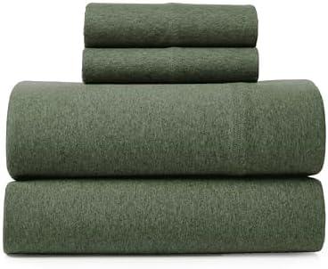 Road Trip America Jersey Sheets Queen Set - Cotton (4 Pieces) All Seasonal Deep Pockets Soft Cozy Knit Stretchy Bed Sheets - Hotel and Residential Quality (Green, Queen)