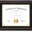 ELSKER&HOME Diploma Frames 11x14 with Mat- Solid Cherry Wood - Display 11x14 Document/Certificate with Mat or 15x18 without Mat - Wall Mount Display (Double Mat, Black Mat with Golden Rim)