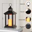 Lanterns Decorative Indoor, 2 Pack Black Decorative Flameless Candle Lanterns with Timer, Vintage 14" Waterproof Hanging Outdoor Lanterns, Battery Operated for Porch, Patio, Wedding Decor