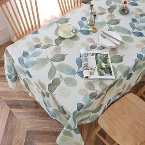 Randall Colorful Leaf Printed Rectangle Decorative Tablecloth 60"x84"x1 Wrinkle Free and Spillproof Oblong Table Cloth Cover for Home Kitchen Dinning and Party(6-8 Seats, Blue/Green/Tan)
