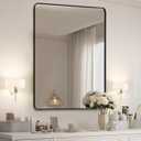 Mirrorons Black Bathroom Mirror 36 x 24 Inch, Black Wall Mirror, Matte Black Bathroom Vanity Mirror with Rounded Corner, Shatterproof (Horizontal/Vertical) (36"L x 24"W, Black-rectangle)