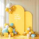 Yellow Arch Backdrop Cover, Set of 2 Spandex Fitted Stretchy Arch Stand Covers, 2-Sided Round Top Chiara Backdrop Cover for Birthday Party Ceremony Banquet Baby Shower Anniversary Decoration