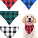 PET SHOW 4 Pack Plaid Dog Bandanas for Collars Slip Over Puppy Collar Boy Girl Medium Puppy Bibs Slide on Pets Collar Attachment Grooming Costumes Accessories, Large