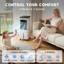Lifecreek Portable Air Conditioner, 3-in-1 Evaporative Air Cooler with 3.2 Gal Water Tank, Windowless Portable AC Fan with 6 Ice Packs, Remote, 12H Timer, 3 Speeds, 4 Modes for Room Bedroom Office