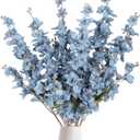 6PCS Delphinium Artificial Flower Lifelike Silk Larkspur Flowers Plant 35.43" Long Stem Blossoms Fake Flowers for Tall Vase Floral Arrangements Home Table Wedding Decor(Dusty Blue)