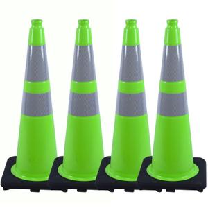 BESEA 8Pack 28" inch Traffic Cones Green Safety Cones with 6 inch Reflective Collar for Construction Driveway Road Parking Use(8 PCS)