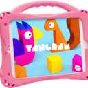 TopEsct Kids Case for iPad mini 5 4 3 2 1,Silicone Childproof Case for iPad mini 5 4 3 2 1, Built-in Handle Stand, Comes with a Strap (Pink)