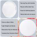 Round White Decorative Serving Tray with Handles, 13 Versatile Ottoman Tray for Coffee Table, Entertaining, Outdoor Patio, Living Room