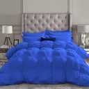 Soft 500 GSM Celtic Blue 5 PCS Pinch Pleated Emperor King Size Comforter Set (Comforter + 4 Pillow Cases) 1200 Series Egyptian Cotton Duvet Insert