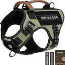 Tactical Dog Harness - HEYCAHVA Service Dog Vest Full Metal Buckles for Medium Large Dogs Reflective No Pull Dog Harnesses Vest with Leather Handle, Hook & Loop for Hiking Training (Green, M)