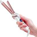 Mini Curling Iron, Ukliss Travel Friendly Double Voltage Curling Iron Wand for Short Hair, Ceramic Curling Wand for Versatile Styling, Portable and 60 Mins Auto-Off, 5 Heat Settings, White 3/4 inch