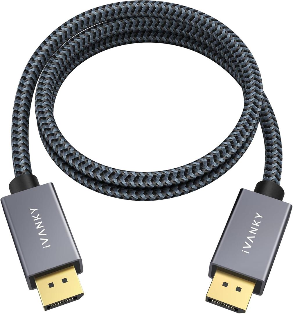 IVANKY DisplayPort Cable 3FT/1M, Short DP to DP Cable, [4K@60Hz, 2K@165Hz, 2K@144Hz]High Speed DisplayPort to DisplayPort 1.2 Cable, Compatible with Gaming Monitor, Graphics Card, PC, Laptop, TV-3.3ft (3.3 Feet, Grey)