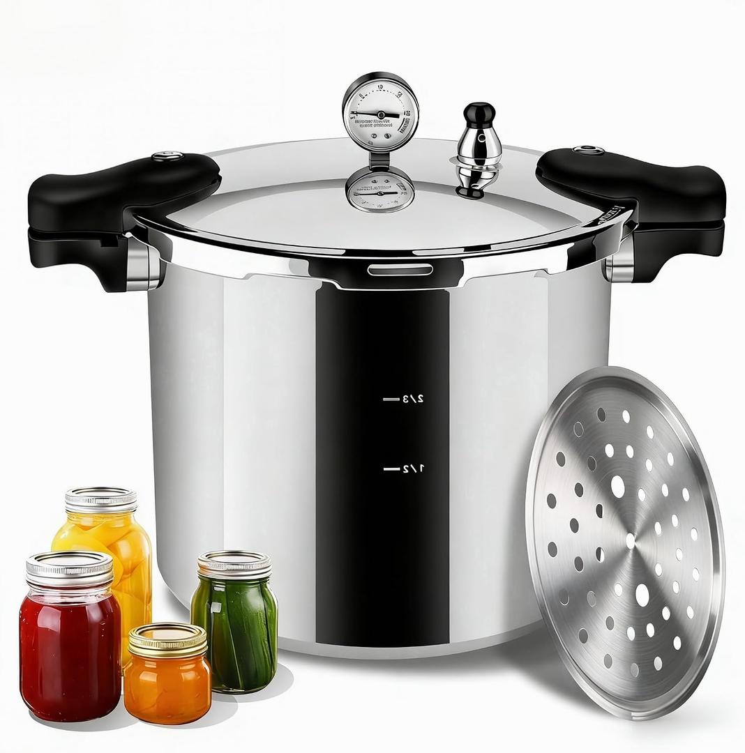23-25qt+ Aluminum Pressure Cooker, Extra Large Capacity for Commercial & Home Use,Pressure Canners for Canning，Multi-Stove Compatible Bulk Food Preparation,Presto 23 quart pressure canner
