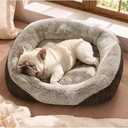 Washable Dog Bed Medium Size Dog - Rectangle Fluffy Plush Big Pet Bed, Corduroy Fleece and Nonskid Bottom,Brown