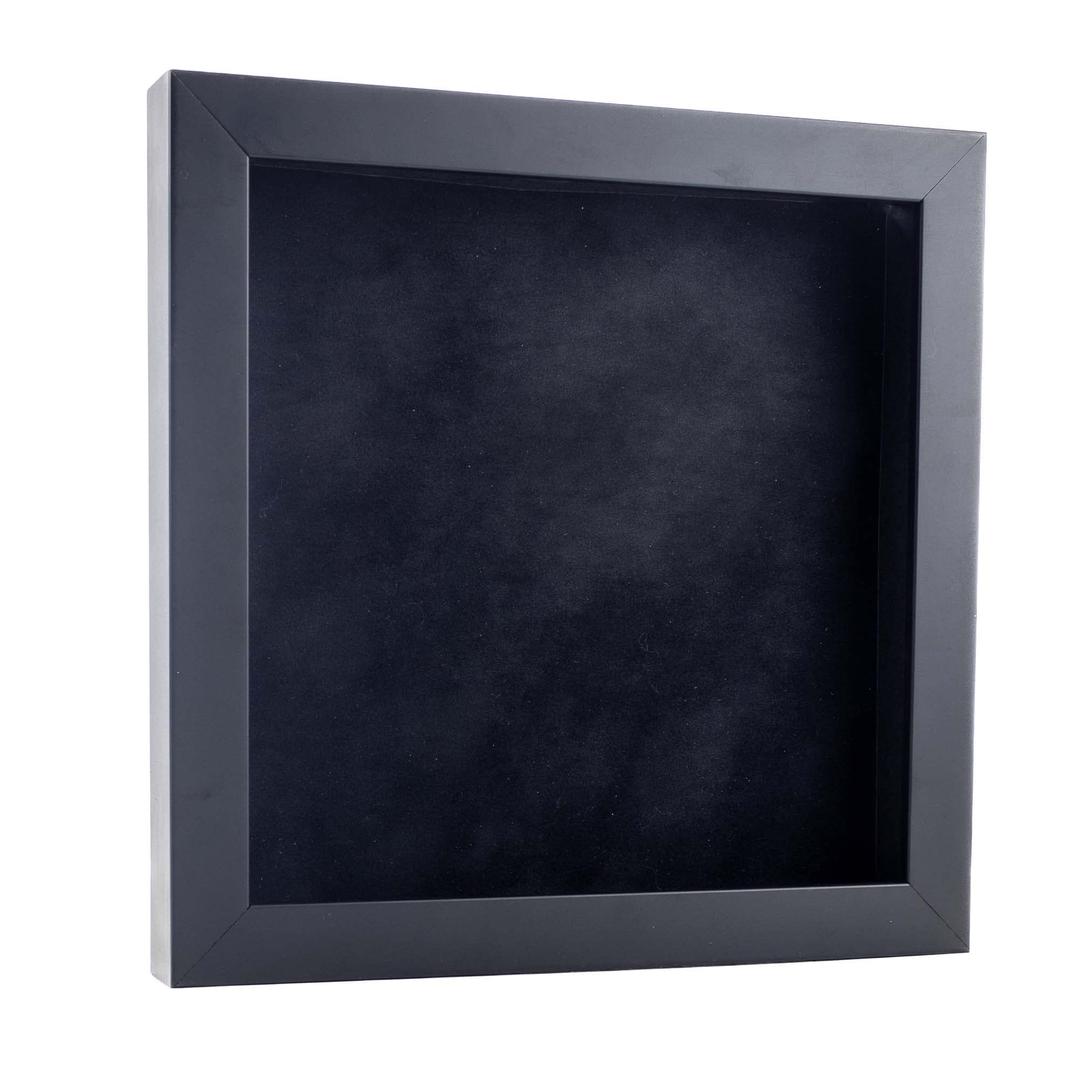 16x20 Shadow Box Frame Black Wood | with a 3/4" Usable Display Depth | Includes a Black Real Suede Texture Acid-Free Backing Board, UV Resistant Acrylic, and Hanging Hardware