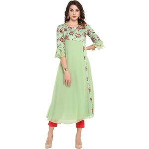 Janasya Indian Women's Green Floral Print Casual Wear Summer Kurta for Women (Medium) Janasya Indian Women's Green Floral Print Casual Wear Summer Kurta for Women (Medium)
