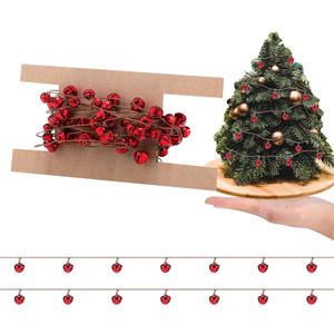 Blulu Mini Red Bell Christmas Garland for Mini Christmas Tree 10ft Red Multi-Sized Miniature Metal Jingle Bell for Holiday Mantel Decoration Indoor Outdoor Party Supplies Gifts