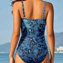 Aqua Eve One Piece Bathing Suit for Women Tummy Control Swimsuit Slimming Vintage Swimwear (XL)