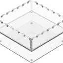 8 x 8 Scalloped Acrylic Tray with Magnetic Mat Clear Photo Display Tray & Jewelry Organizer, Anti-Slip Pads, Modern Desk Dcor Gift