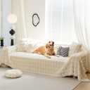 Fuzzy Plush Sofa Covers, Faux Fur Couch Cover for 3 Cushion Couch Sofa, Sectional Couch Cover, Warm L Shaped Sofa Slipcovers for Dogs, Cats (Beige, 71" x 118")